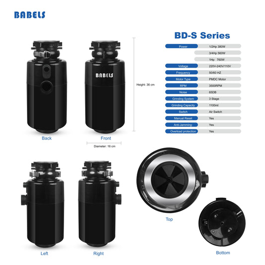 380W Basic DC Motor Food Waste Disposal with Patented Rotate Flange