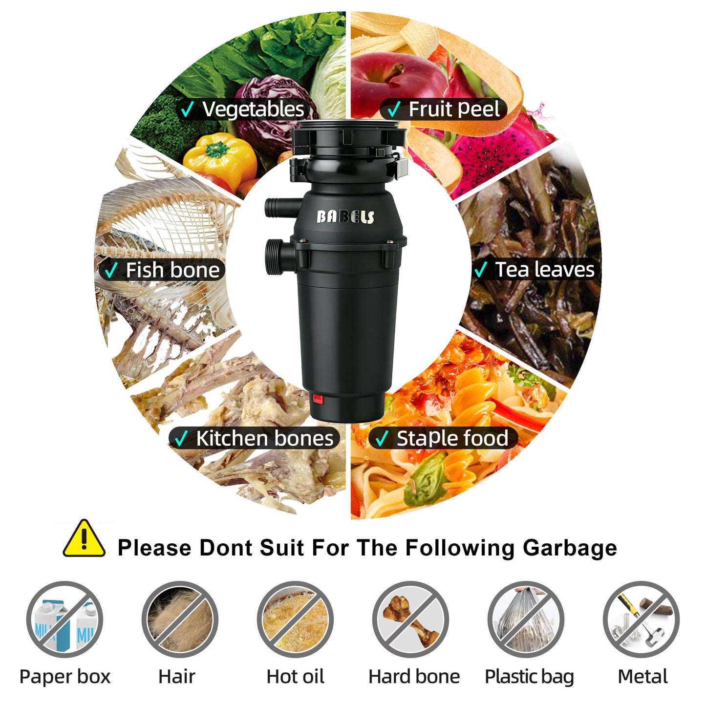 1/2HP Essential Home Use Food Waste Disposal with Metal Flange BD-E38
