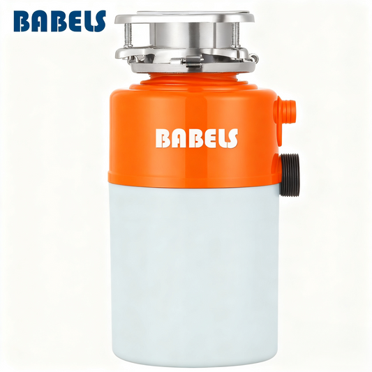 Basic DC Food Waste Disposal 1HP Orange and Light Grey